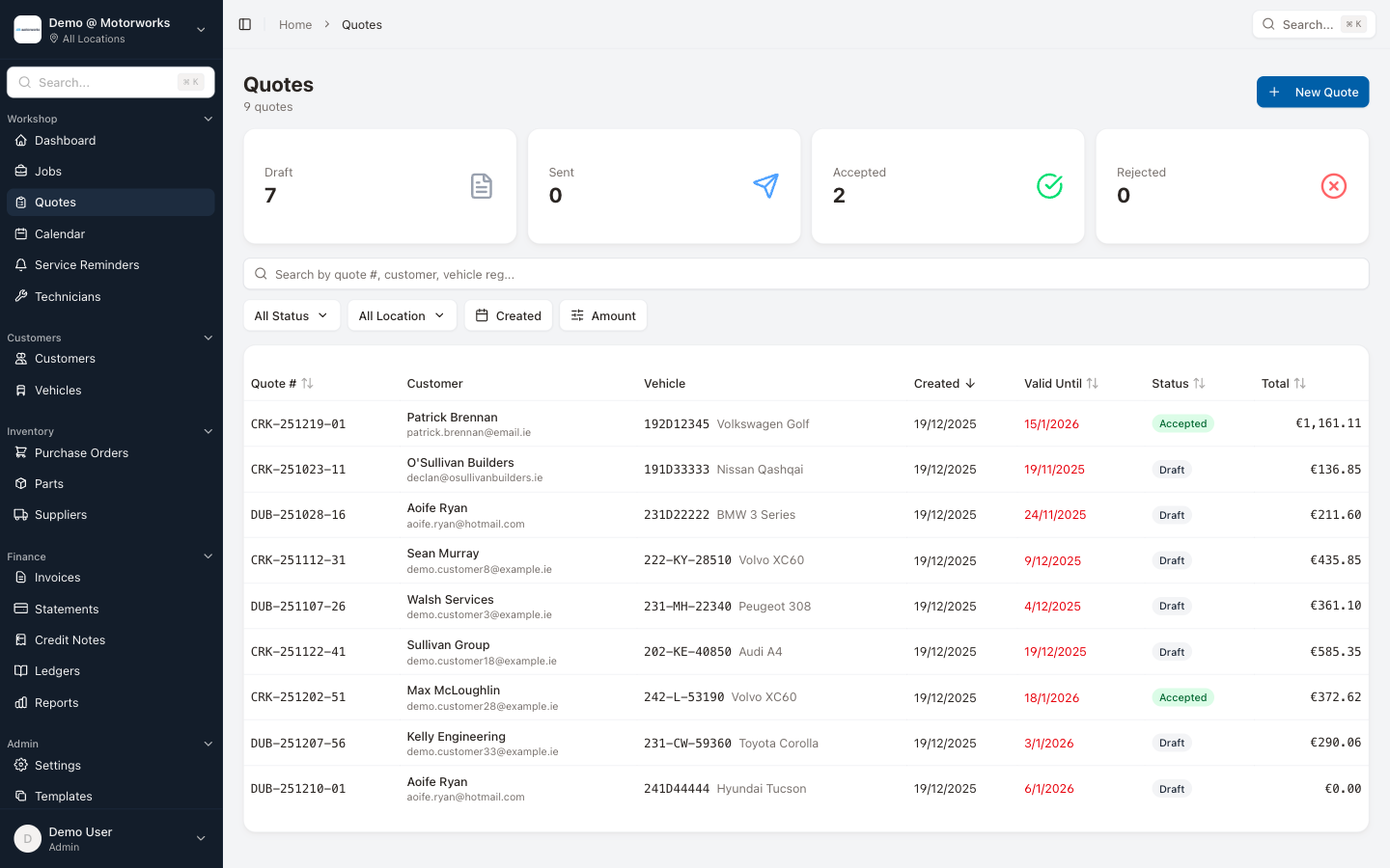Quotes & Invoicing feature in MotorWorks garage management software