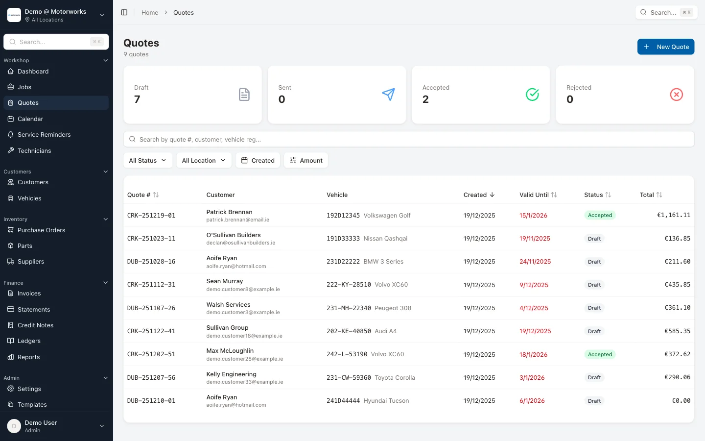 Garage Invoicing & Quoting Software feature in MotorWorks garage management software