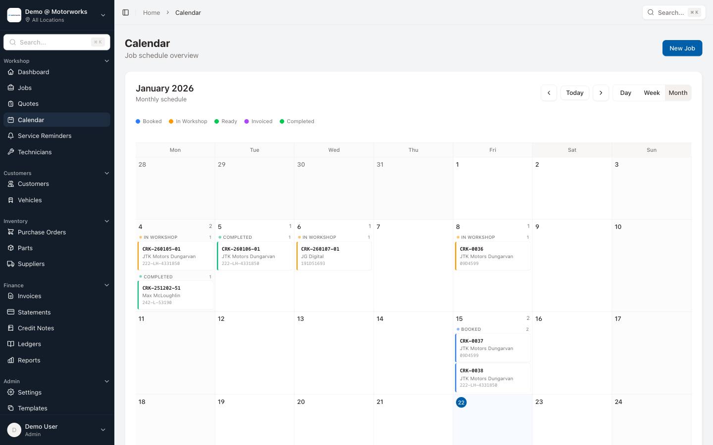 Calendar view for scheduling on the go